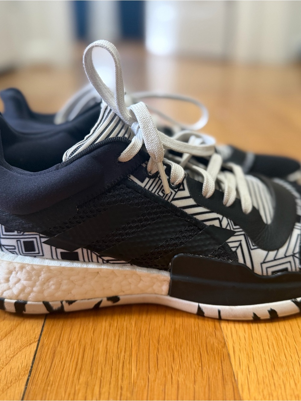 Men’s adidas Black & White Geometric Athletic Sneakers